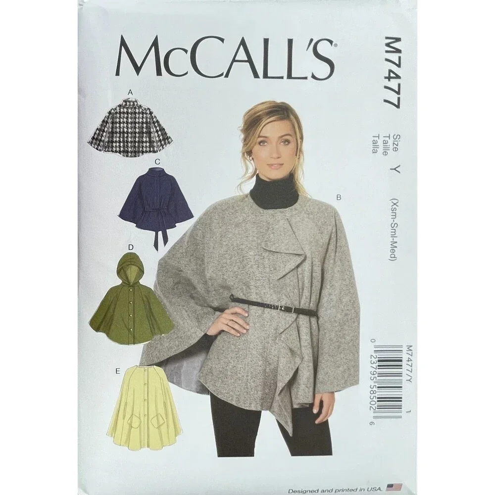 Pattern Misses Sz Y (XS-S-M) Capes & Belt McCall's M7477 New/Uncut